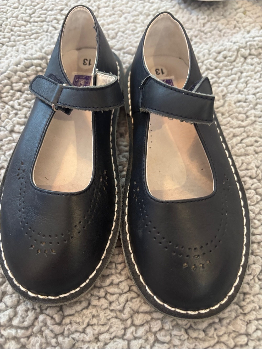 L'Amour Navy Blue Mary Jane Dress Shoes for Kids